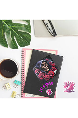 Güller İçerisinde İskeletler Vintage 12 Adet Scrapbook Bullet Journal Mat Planlayıcı Sticker Etiket