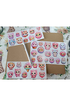 Cute Kawaii Sevimli Pembe Tüylü Etiket Seti, Laptop, Ipad, Defter, Kitap, Planlayıcı Sticker Seti