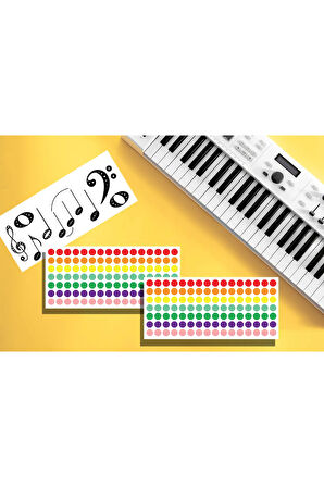 Piyano Org Klavye Akordiyon Melodika Piano Tuşları Yazısız Sticker Etiketi 232 Adet