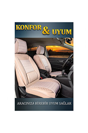 Toyota Proace City 3 Tekli Lüx Deri Oto Koltuk Kılıfı Ön Arka Takım Safir BEJ