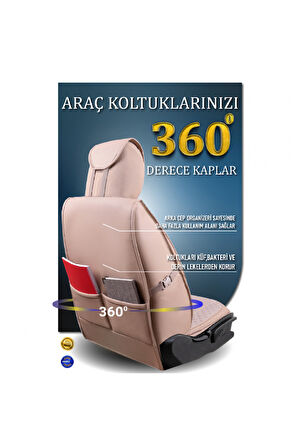 Toyota Proace City 3 Tekli Lüx Deri Oto Koltuk Kılıfı Ön Arka Takım Safir BEJ