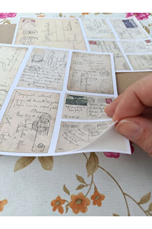 Vintage Scrapbook Posta Kartları Mat Etiket Seti, Bullet Journal, Planlayıcı Sticker Seti