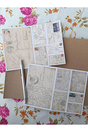Vintage Scrapbook Posta Kartları Mat Etiket Seti, Bullet Journal, Planlayıcı Sticker Seti