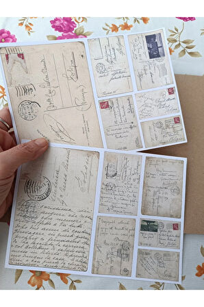 Vintage Scrapbook Posta Kartları Mat Etiket Seti, Bullet Journal, Planlayıcı Sticker Seti