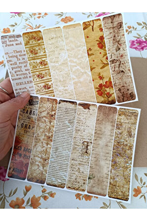 Vintage Scrapbook Washi Tape Etiket Seti, Bullet Journal, Planlayıcı Sticker Seti