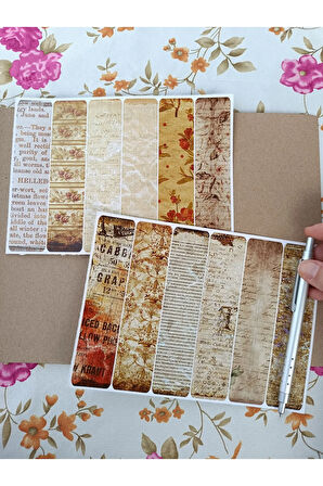 Vintage Scrapbook Washi Tape Etiket Seti, Bullet Journal, Planlayıcı Sticker Seti