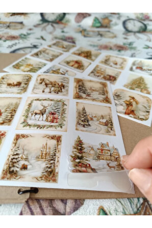 Yeni Yıl Yılbaşı Vintage Etiket (24 Farklı Model) Scrapbook, Bullet Journal, Planlayıcı Sticker Set