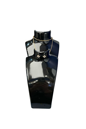 Kolye Standı Akrilik 2li Set Siyah, Takı Mankeni 2 Boy Siyah