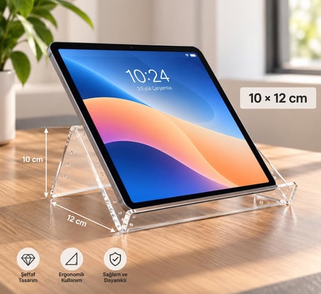 Pleksi Tablet Standı Büyük – 10 × 12 cm 5’li