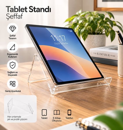 Pleksi Tablet Standı Büyük – 10 × 12 cm 5’li