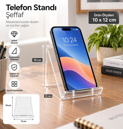 Pleksi Tablet Standı – 10 × 12 cm 5’li
