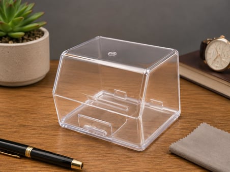 Şeffaf Sadaka Kutusu – Kilitli Tip Box No:2 Küçük Boy (11x8,5x8 cm)
