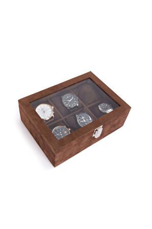 Saat Kutusu 6'lı Alcantara Kahve
