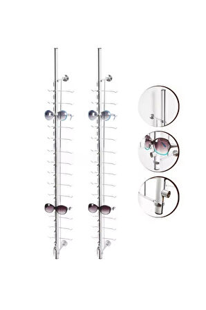Gözlük Standı Duvara Monte Metal Kilit Sistemli, Optik Standı Kilitli Metal Ithal Ürün.