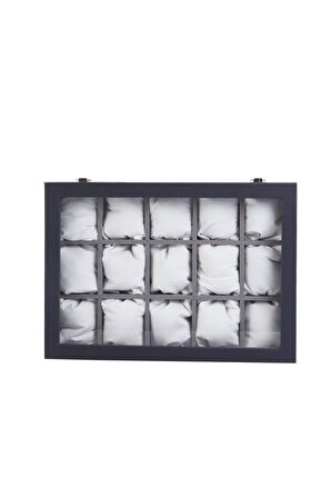 15'Li Navy Blue Içi Gri Saat Kutusu