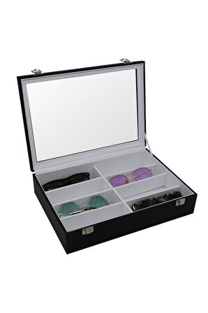 Gözlük Kutusu 8'li Siyah Içi Beyaz