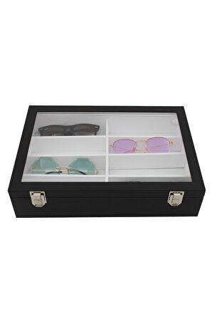 Gözlük Kutusu 8'li Siyah Içi Beyaz