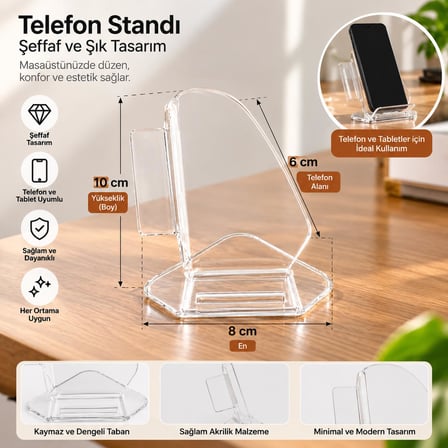 Telefon Standı Asortik Model Şeffaf – Pleksi 10’lu