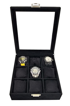 Saat Kutusu 9'lu Alcantara Siyah