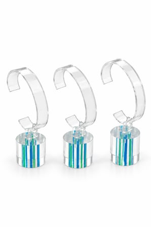 Saat Standı 3'lü Set Lazer Model Oval Mavi & Yeşil – Pleksi