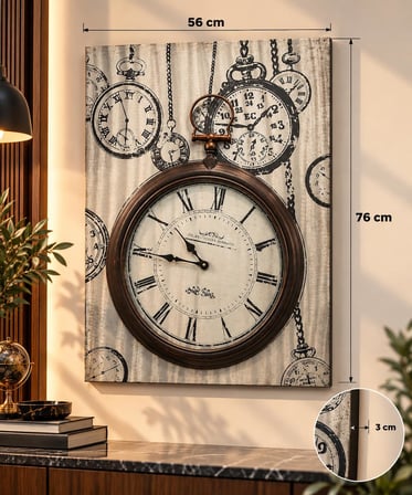 Dekoratif Duvar Saati Silver Tablo Model