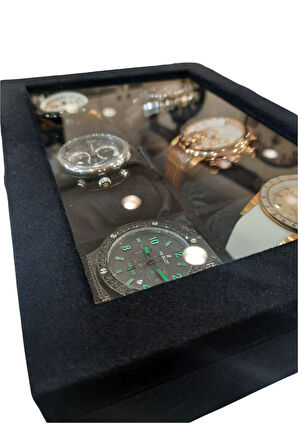 Saat Kutusu 6'lı Alcantara Siyah