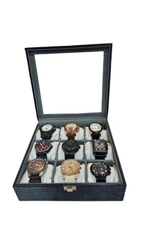 Saat Kutusu 9'lu Lacivert Kroko