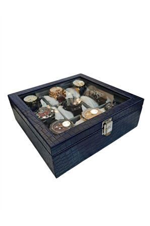 Saat Kutusu 9'lu Lacivert Kroko