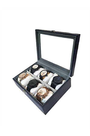 Saat Kutusu 6'lı Lacivert Kroko