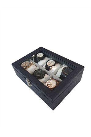 Saat Kutusu 6'lı Lacivert Kroko