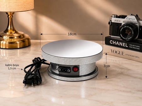 Silver Elektrikli Döner Stand 18 cm – Motorlu Ürün Sergileme Standı