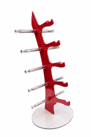 5'li Yelken Model Fuşya Gözlük Standı – Akrilik 5 Bölmeli Gözlük Organizer