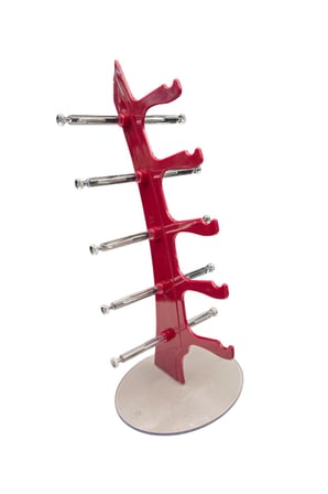 5'li Yelken Model Fuşya Gözlük Standı – Akrilik 5 Bölmeli Gözlük Organizer