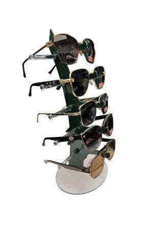 Gözlük Standı Yelken Model, 5 Gözlük Kapasiteli Teşhir Standı Koyu Yeşil