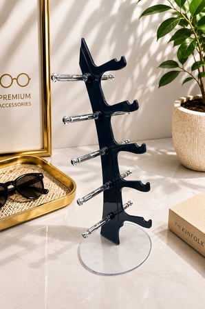 5'li Yelken Model Koyu Lacivert Gözlük Standı – Akrilik 5 Bölmeli Organizer