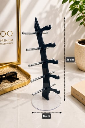 5'li Yelken Model Koyu Lacivert Gözlük Standı – Akrilik 5 Bölmeli Organizer