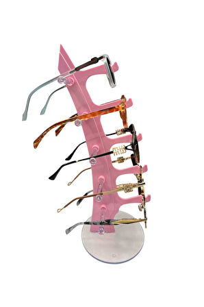 Gözlük Standı Masaüstü 5li Gözlük Organizeri Şeker Pembe