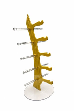 5'li Yelken Model Gold Gözlük Standı – Akrilik 5 Bölmeli Organizer
