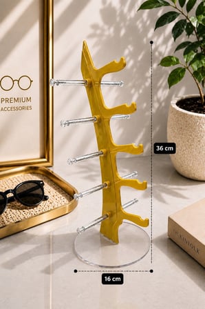 5'li Yelken Model Gold Gözlük Standı – Akrilik 5 Bölmeli Organizer