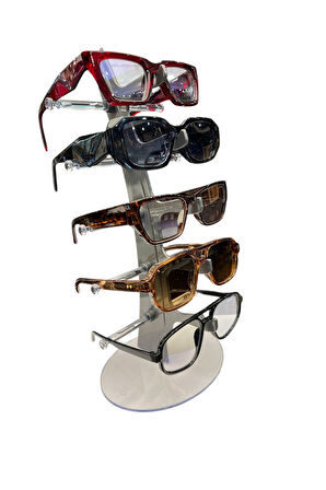 Gözlük Standı Yelken Model, 5 Gözlük Kapasiteli Standı Sedefli Silver