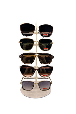 Gözlük Standı Yelken Model, 5 Gözlük Kapasiteli Teşhir Standı Sedefli Beyaz