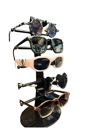 Gözlük Standı Yelken Model, 5 Gözlük Kapasiteli Teşhir Standı Siyah