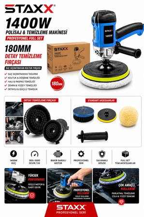 180mm Dikey Koltuk Temizleme Fırçası | Su Sıçratmayan Detay Temizlik Fırçası | Polisaj Makinesi
