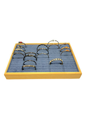 Kelepçe Bilezik Teşhir Tablasi Ahşap Çerçeveli (34,5x24,5x4,5cm) Ahşap Lacivert