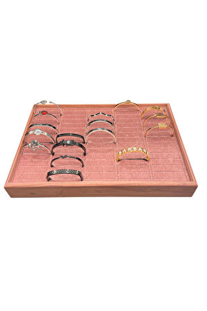 Kelepçe Bilezik Teşhir Tablasi Ahşap Çerçeveli (34,5x24,5x4,5cm) Pembe