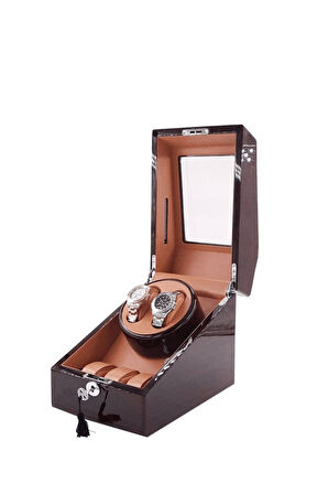 Otomatik Saat Kurma Kutusu, Watch Winder Piano Brown Led Sistemli 2 3