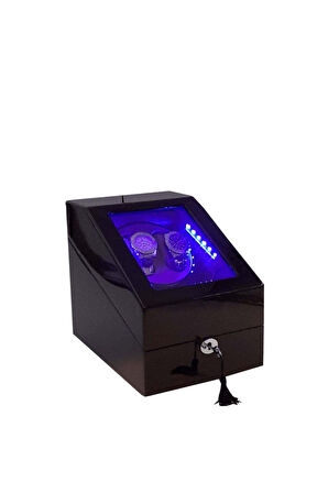 Otomatik Saat Kurma Kutusu, Watch Winder Piano Brown Led Sistemli 2 3