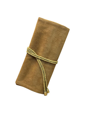 Kadife Takı ve Mücevher Seyahat Rulo Düzenleyicisi – Vizon 35x20 cm