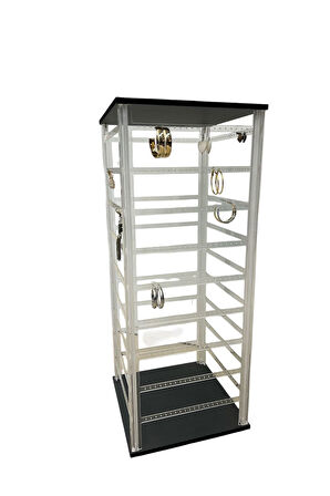 Pleksi Glass 4 Taraflı Dönen Küpe Standı