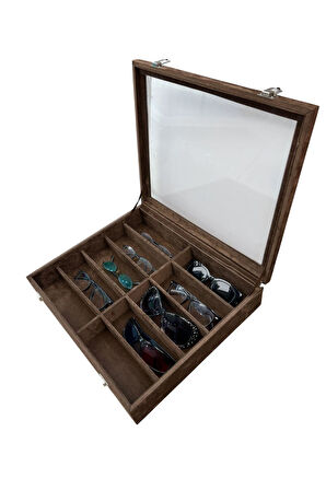 GÖZLÜK KUTUSU 10'LU ALCANTRA KAHVE